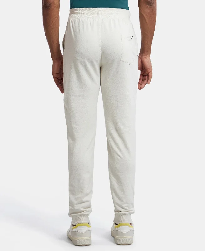 Super Combed Cotton Rich Slim Fit Jogger with Side Pockets - Cream Melange