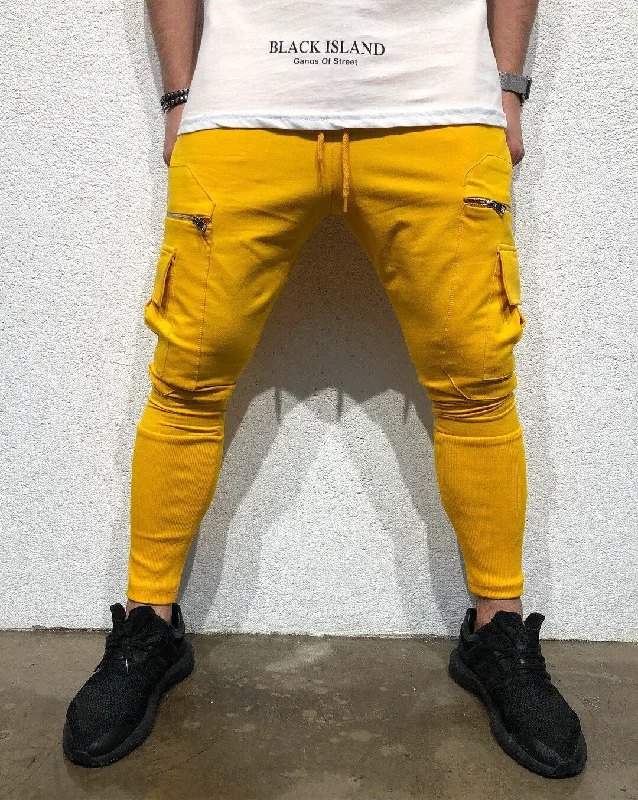 Yellow Cargo Pocket Jogger Pant SJ268 Streetwear Jogger Pants