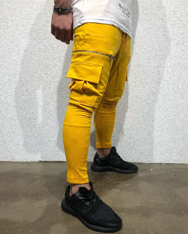 Yellow Cargo Pocket Jogger Pant SJ268 Streetwear Jogger Pants