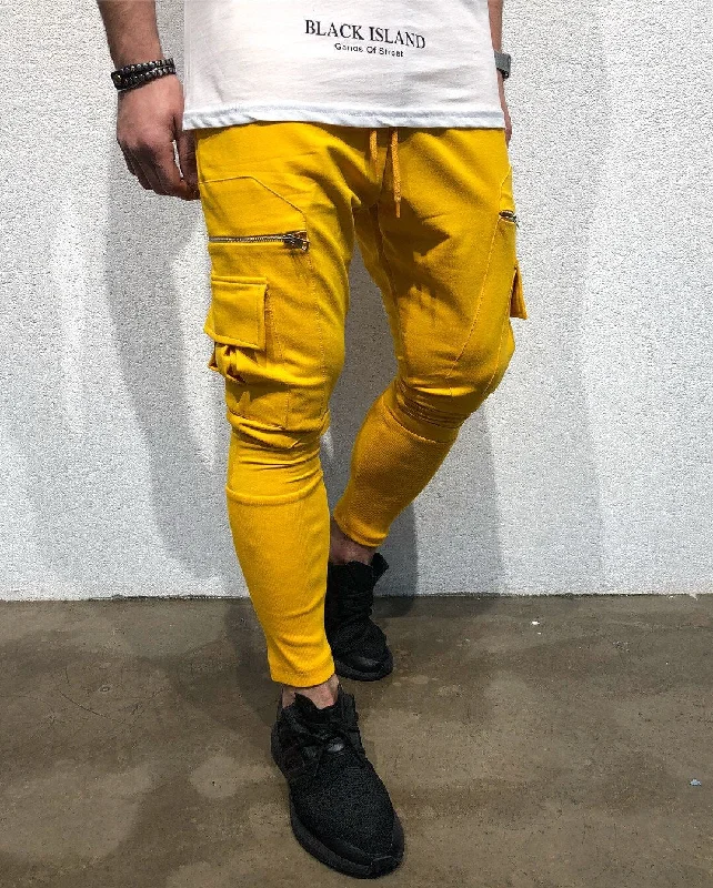 Yellow Cargo Pocket Jogger Pant SJ268 Streetwear Jogger Pants