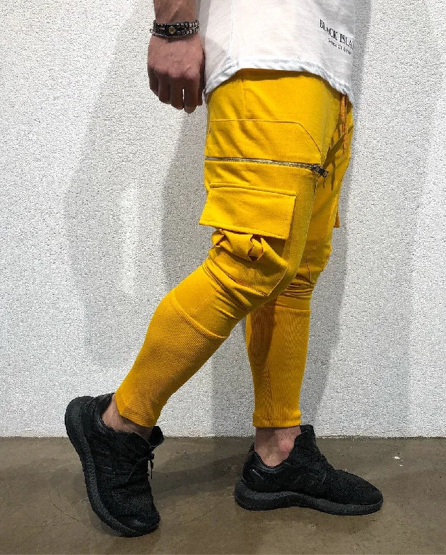 Yellow Cargo Pocket Jogger Pant SJ268 Streetwear Jogger Pants