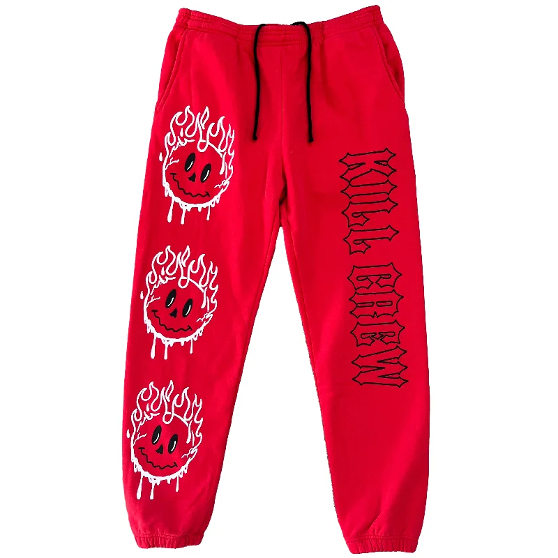 HEAVYWEIGHT LUX SMILEY SWEATPANTS FLAME - RED / BLACK