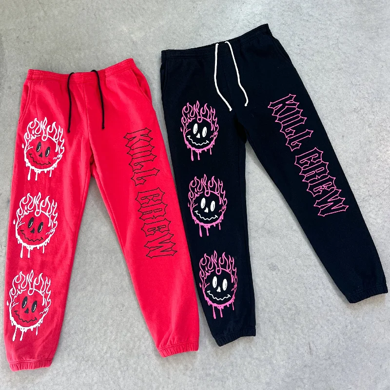 HEAVYWEIGHT LUX SMILEY SWEATPANTS FLAME - RED / BLACK