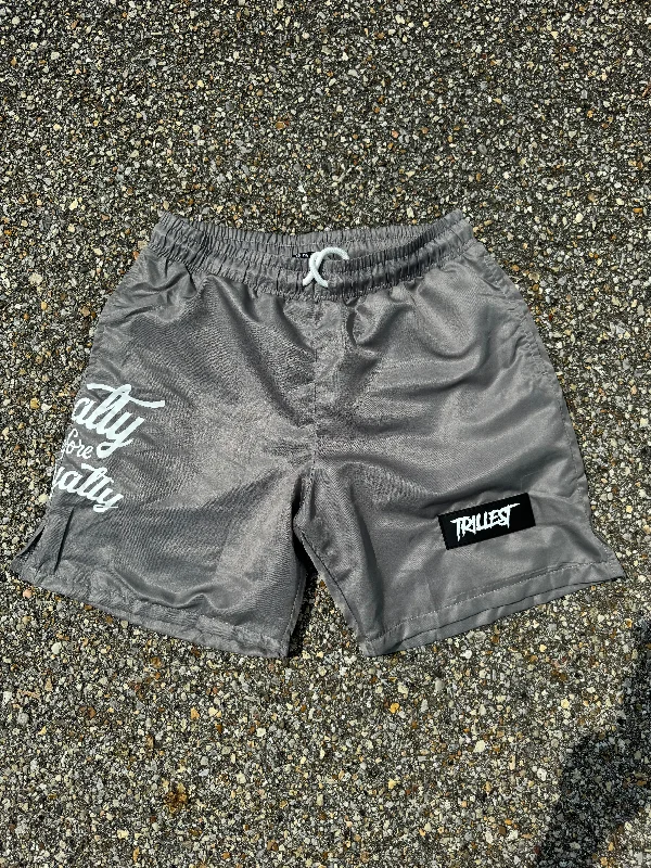 Trillest Nylon Rubber Patch Shorts - Gray