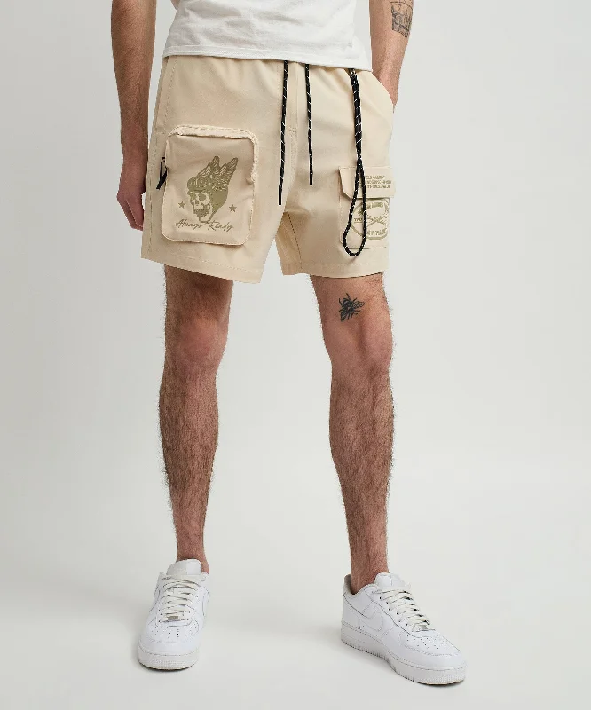 Bridges Utility Stretch Tech Nylon Cargo Shorts - Cream