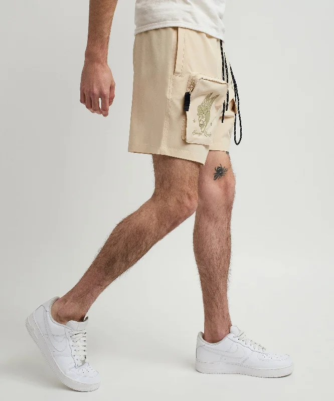 Bridges Utility Stretch Tech Nylon Cargo Shorts - Cream