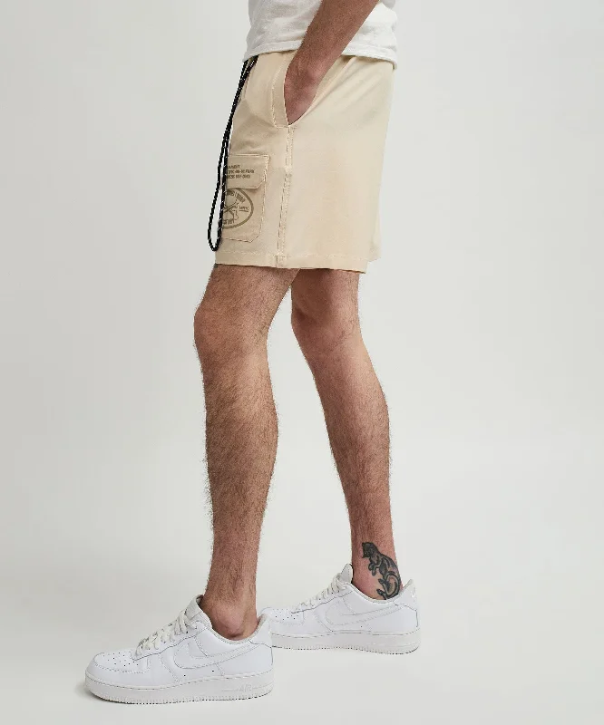 Bridges Utility Stretch Tech Nylon Cargo Shorts - Cream