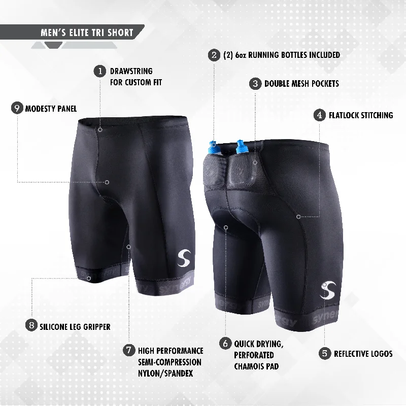 Men's Elite Tri Shorts w/ Running Bottles