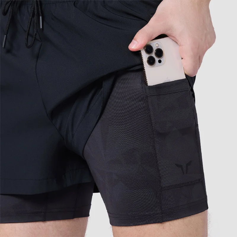 Limitless 2-In-1 5"" Shorts - Black Dot Camo