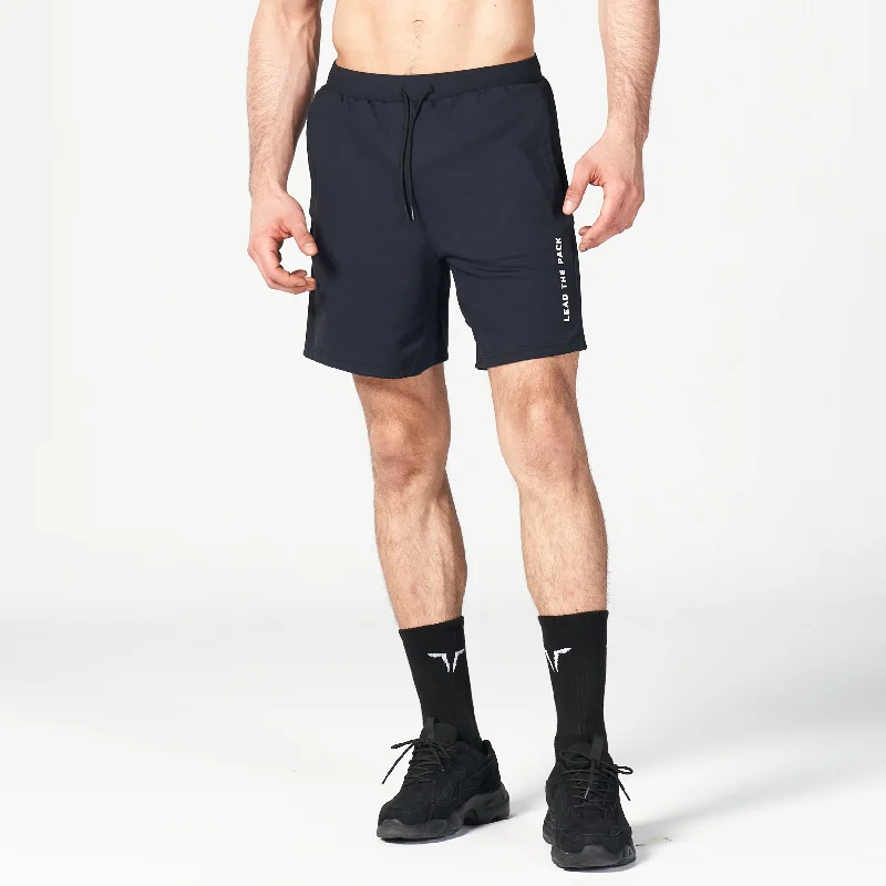 Statement Ribbed Flex Shorts - Black