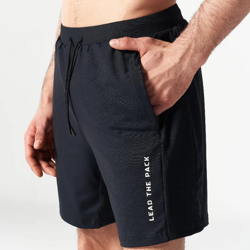 Statement Ribbed Flex Shorts - Black