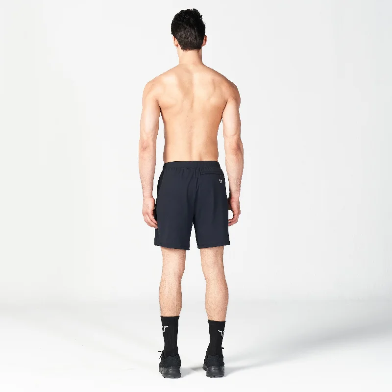 Statement Ribbed Flex Shorts - Black