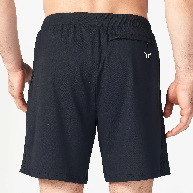 Statement Ribbed Flex Shorts - Black