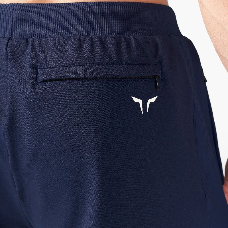 Statement Ribbed Flex Shorts - Navy