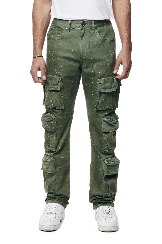 Airbrushed & Heavy Splattered Twill Pants - Vintage Army