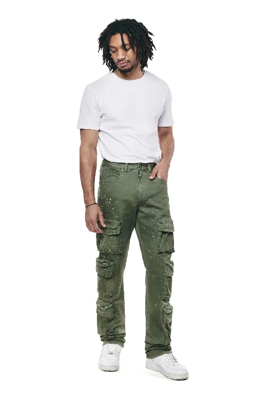 Airbrushed & Heavy Splattered Twill Pants - Vintage Army