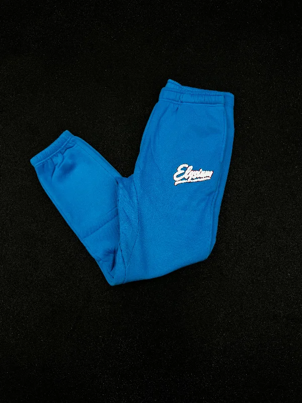 ""Blue Chenille Patch Joggers""