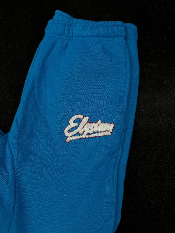 ""Blue Chenille Patch Joggers""