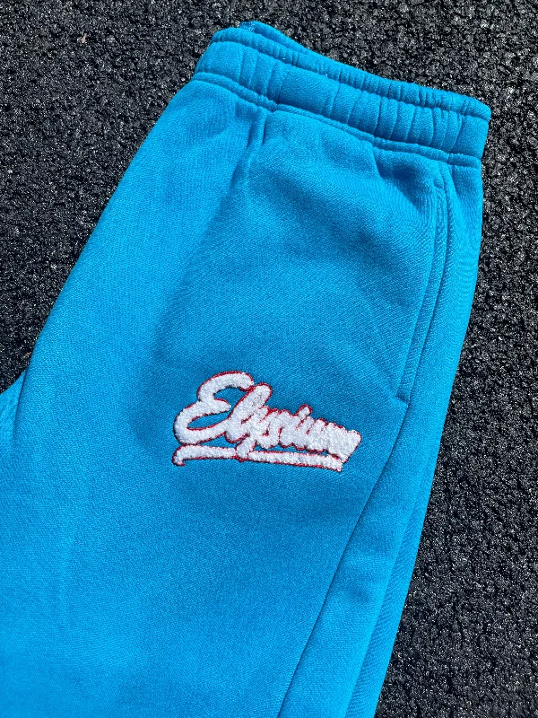 ""Blue Chenille Patch Joggers""