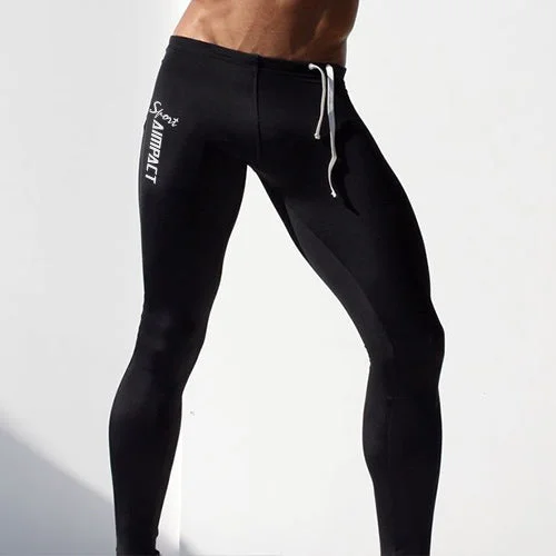 Elastic Slim Fitted Active Workout Pants for Men