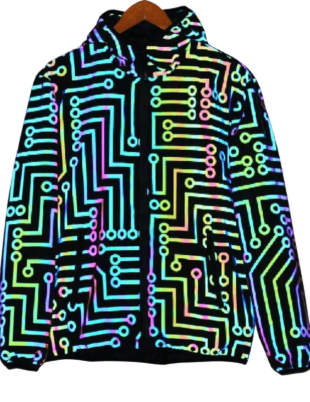 Glow In Dark Neon Reflective Jacket or Pants Circuit Board Pattern