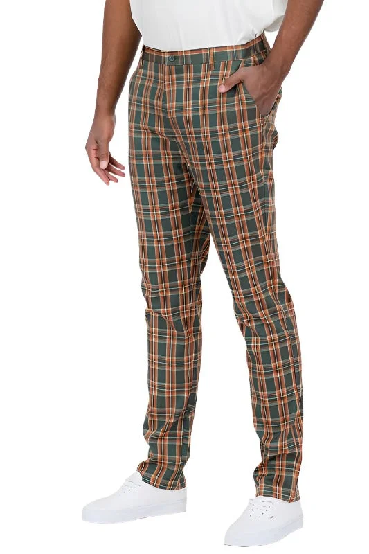 Green And Orange Plaid Trouser Pants Mens