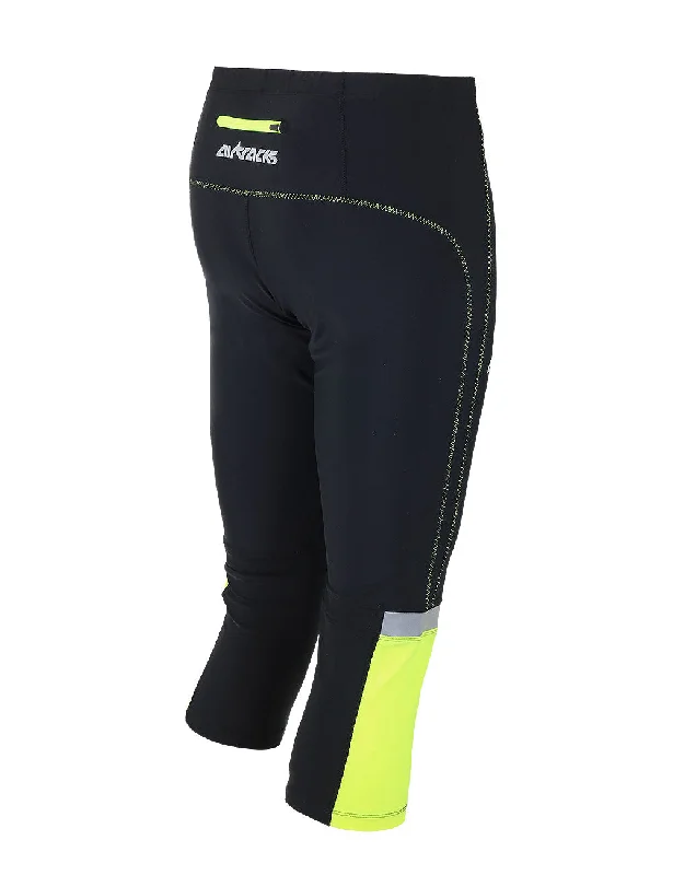 Herren Laufhose Tight 3-4 Lang Neon