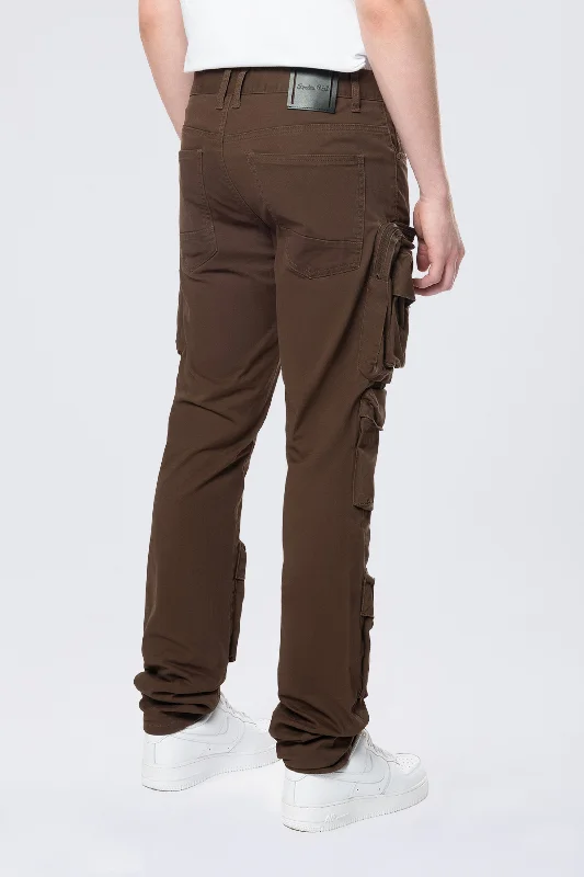 Long Slim 5 Pocket Cargo Twill Pants - Bison