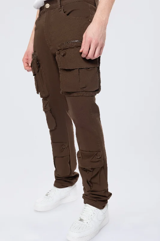 Long Slim 5 Pocket Cargo Twill Pants - Bison