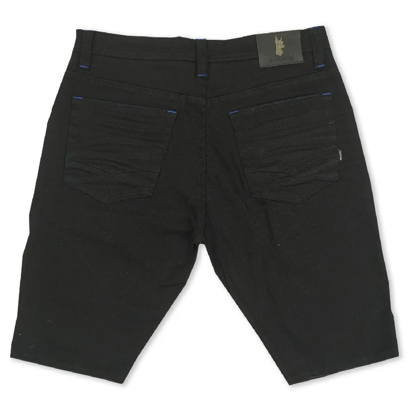 M970 Galveston Biker Shredded Shorts - Black-Royal