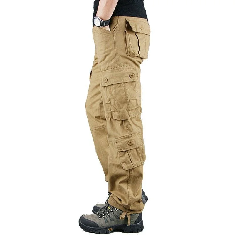 Mens Cargo Pants Khaki Tactical Pants Casual Trousers