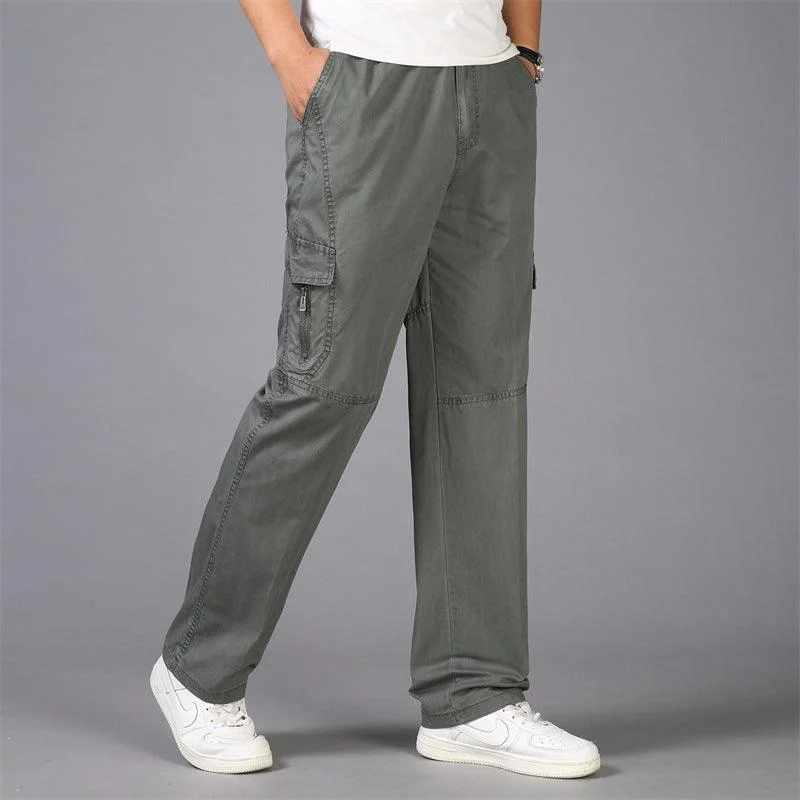 Mens Straight Leg Loose Cargo Pants Multi-Pocket Pant