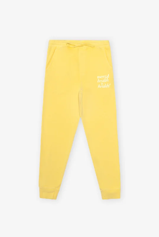 Mental Health is Health Pigment Dye Joggers - Yellow