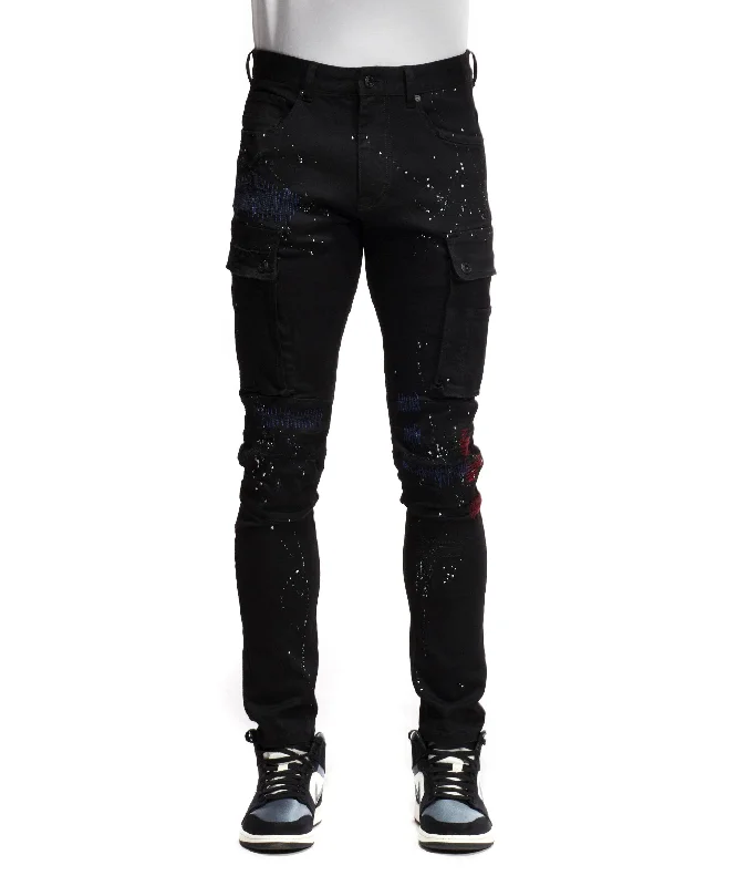 Rip & Repair Cargo Pants - Black