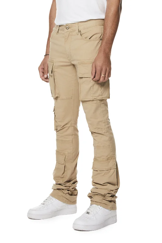 Utility Multi Pocket Stacked Twill Pants - Khaki