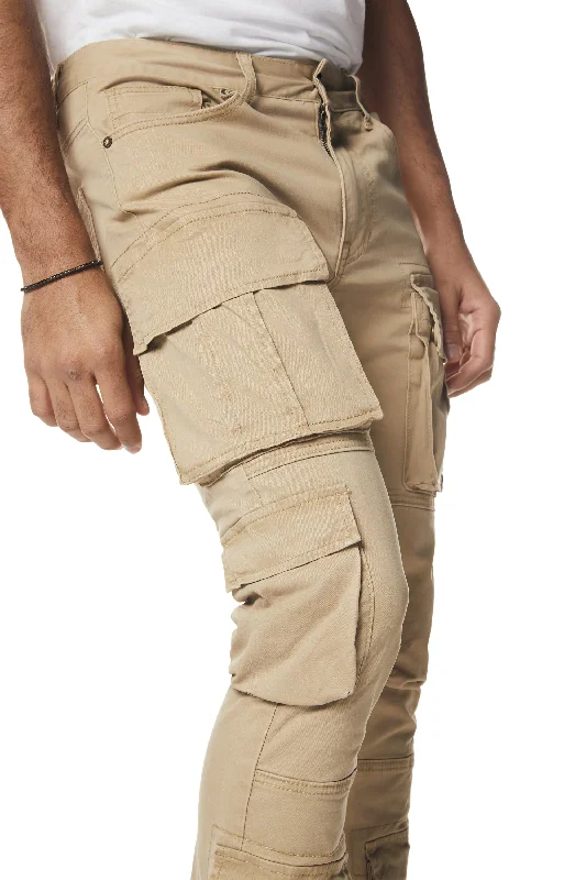 Utility Multi Pocket Stacked Twill Pants - Khaki