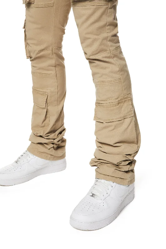 Utility Multi Pocket Stacked Twill Pants - Khaki