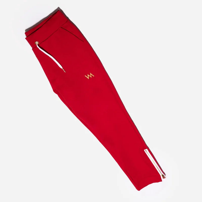 ZIPPERED BOTTOM TRACK PANTS  MEN - FIRE RED