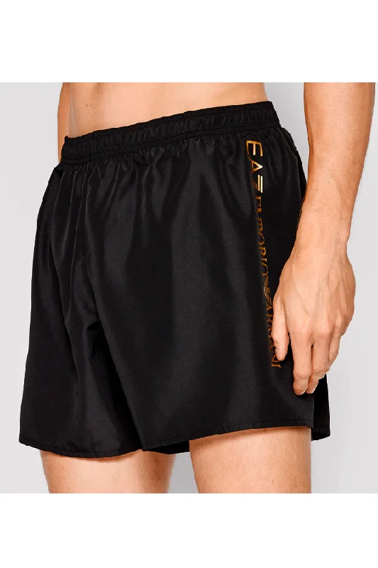 Armani EA7 Side Logo Swim Shorts Gold