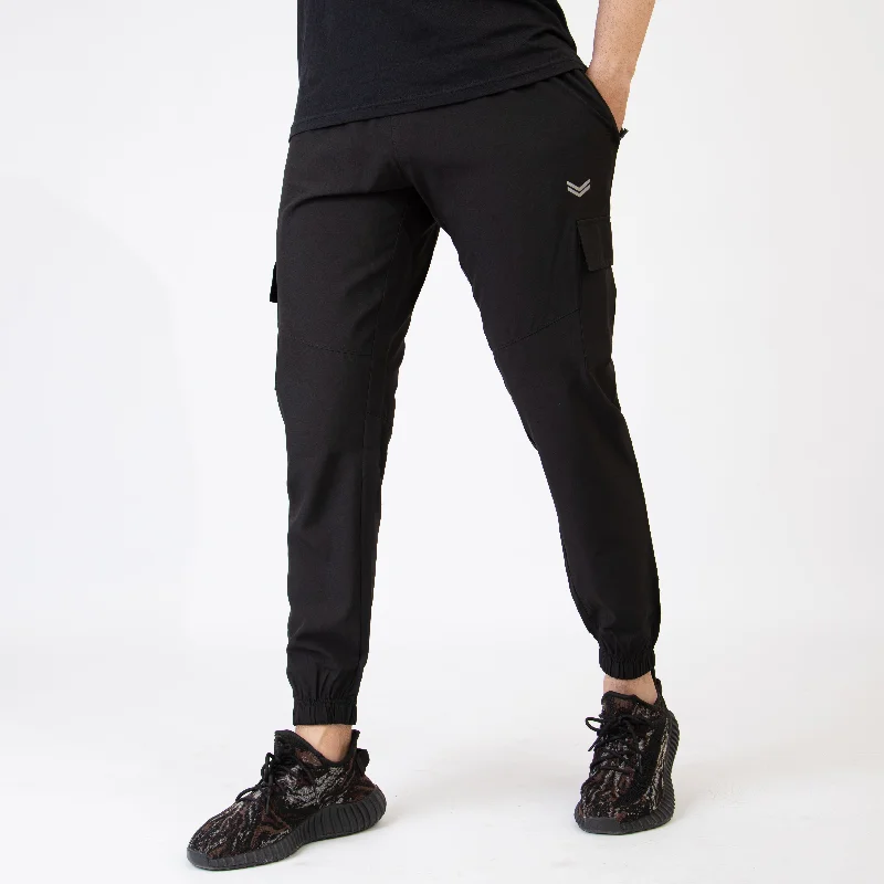 Black Premium Micro Stretch Cargo Pants