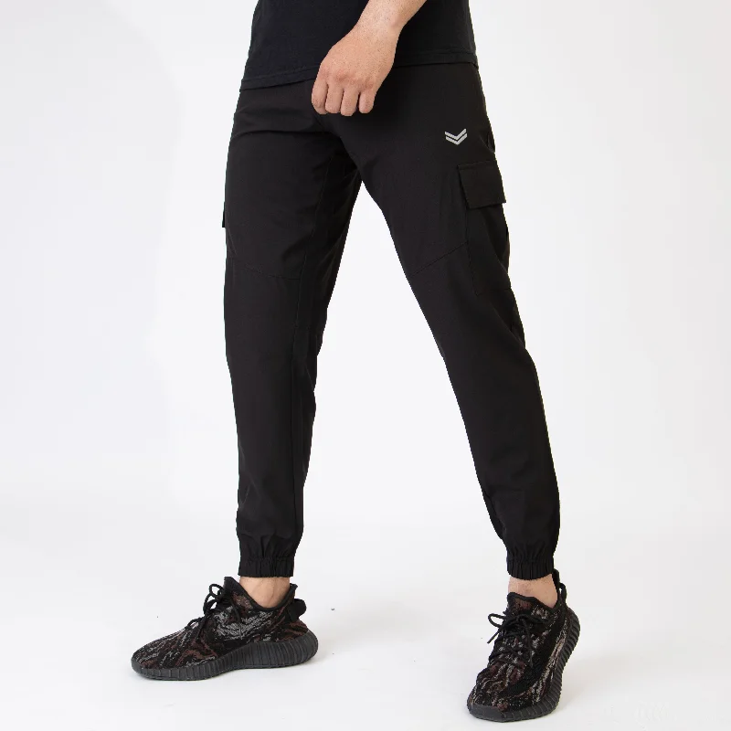 Black Premium Micro Stretch Cargo Pants