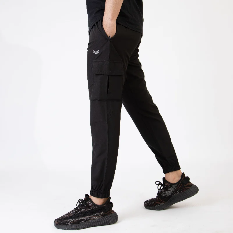 Black Premium Micro Stretch Cargo Pants