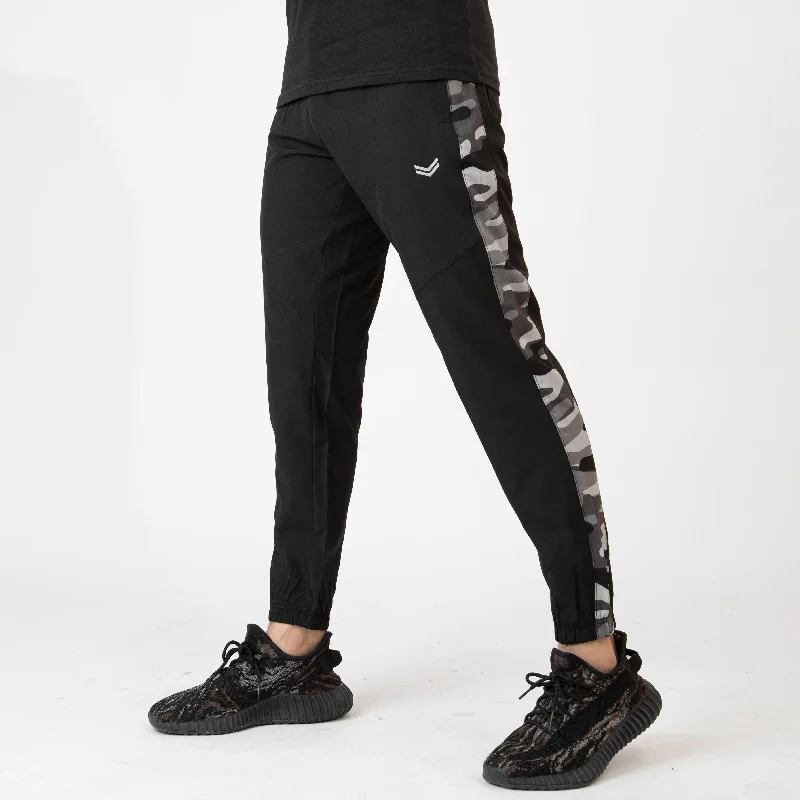 Black Premium Micro Stretch Tech Pants with Camo Panels