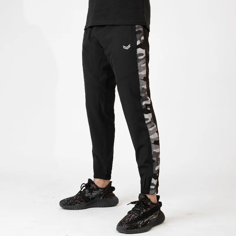 Black Premium Micro Stretch Tech Pants with Camo Panels