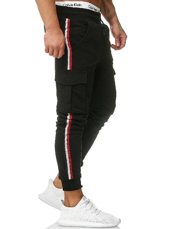 Cargo Dusi Stripe Sweatpants Joggers - Black X1A