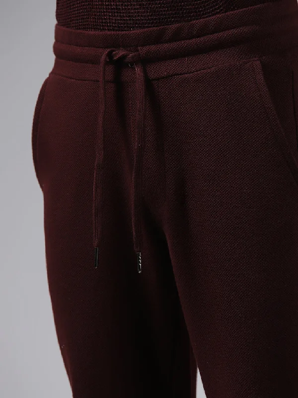 ETA Solid Wine Cotton Blend Slim-Fit Mid-Rise Joggers