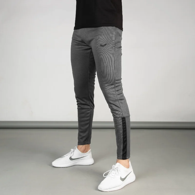 Gray Breathable Mesh Bottoms with Sleek Hem & Black Panels