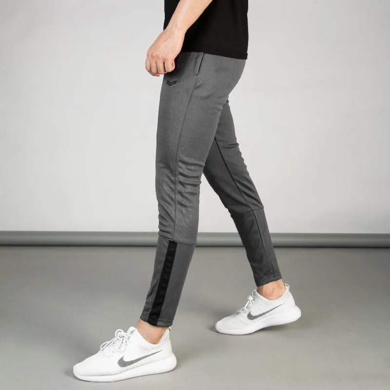 Gray Breathable Mesh Bottoms with Sleek Hem & Black Panels