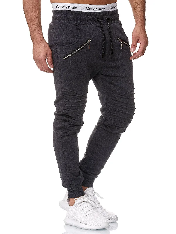 Ribbed Zipper Sweatpants Joggers - Dark Gray X2D