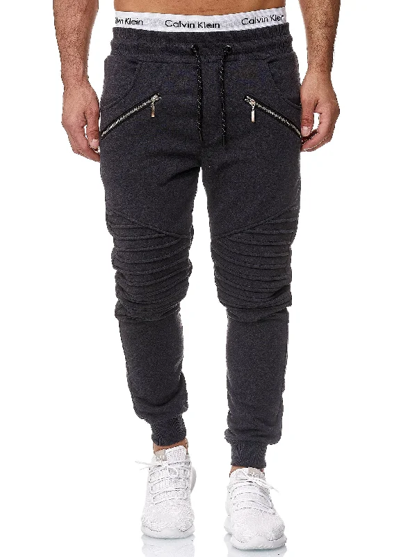 Ribbed Zipper Sweatpants Joggers - Dark Gray X2D